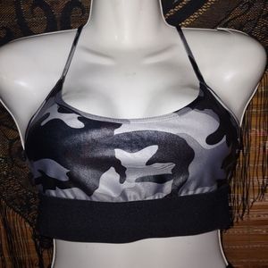 Women’Koral Sweeper Gray CamoActivewear Racerback Sports bra Top